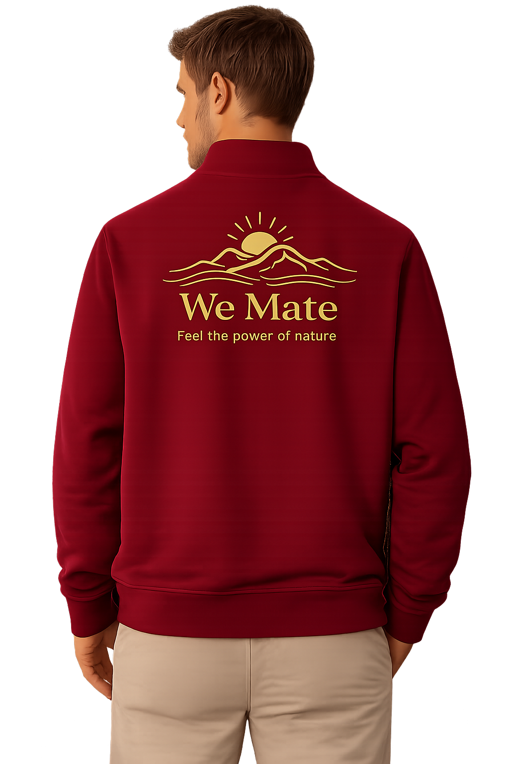 We Mate Half-Zip Bordeaux back model